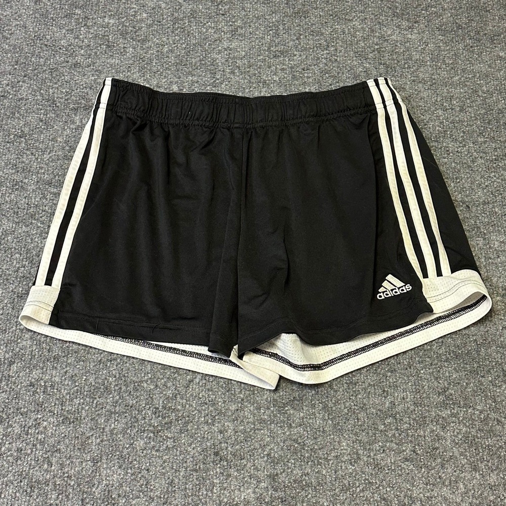 Adidas Shorts Womens Size L Black White Stripe Athletic Running Mesh Trim 60848